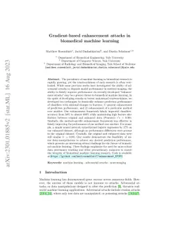 Enhancement attacks in biomedical machine learning