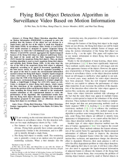 Flying Bird Object Detection Algorithm in Surveillance Video Based on
  Motion Information