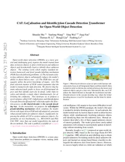 CAT: LoCalization and IdentificAtion Cascade Detection Transformer for
  Open-World Object Detection