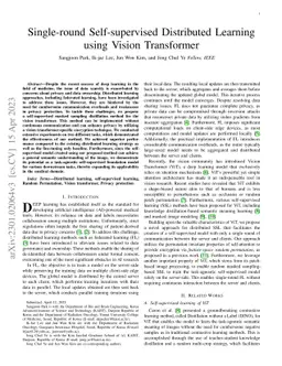 Single-round Self-supervised Distributed Learning using Vision
  Transformer
