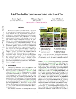 Test of Time: Instilling Video-Language Models with a Sense of Time
