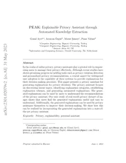 PEAK: Explainable Privacy Assistant through Automated Knowledge
  Extraction