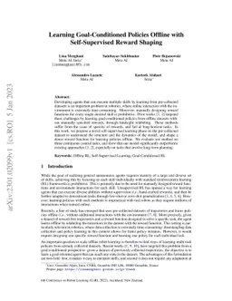 Learning Goal-Conditioned Policies Offline with Self-Supervised Reward
  Shaping