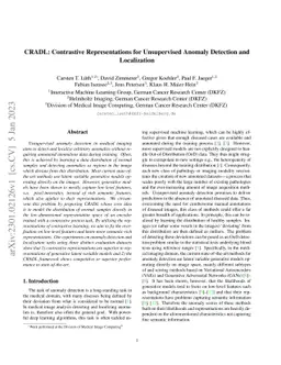 CRADL: Contrastive Representations for Unsupervised Anomaly Detection
  and Localization