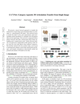 CA$^2$T-Net: Category-Agnostic 3D Articulation Transfer from Single
  Image
