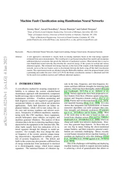 Machine Fault Classification using Hamiltonian Neural Networks