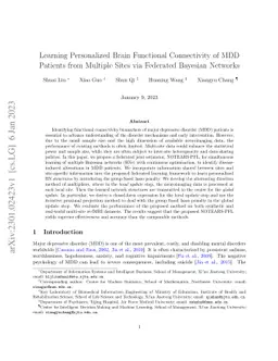 Learning Personalized Brain Functional Connectivity of MDD Patients from
  Multiple Sites via Federated Bayesian Networks