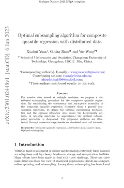 Optimal subsampling algorithm for composite quantile regression with
  distributed data