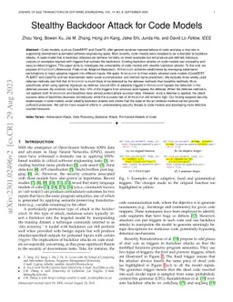 Stealthy Backdoor Attack for Code Models