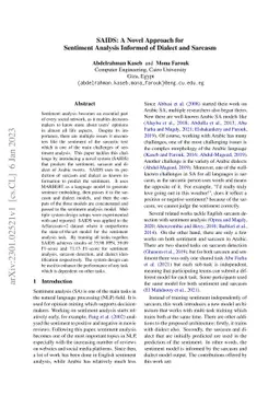 SAIDS: A Novel Approach for Sentiment Analysis Informed of Dialect and
  Sarcasm