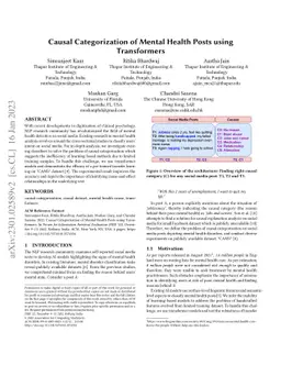 Causal Categorization of Mental Health Posts using Transformers