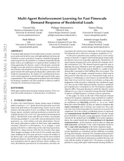 Multi-Agent Reinforcement Learning for Fast-Timescale Demand Response of
  Residential Loads