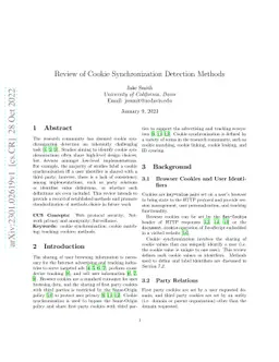 Review of Cookie Synchronization Detection Methods