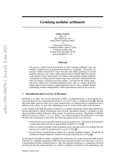 Grokking modular arithmetic