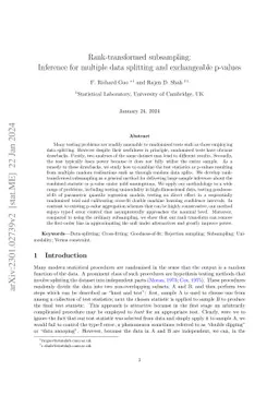 Rank-transformed subsampling: inference for multiple data splitting and
  exchangeable p-values