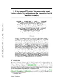 A Brain-inspired Memory Transformation based Differentiable Neural
  Computer for Reasoning-based Question Answering