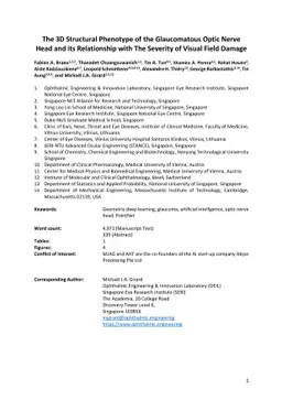 The 3D Structural Phenotype of the Glaucomatous Optic Nerve Head and its
  Relationship with The Severity of Visual Field Damage