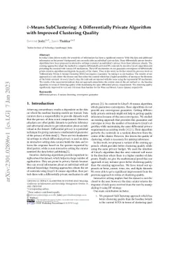 k-Means SubClustering: A Differentially Private Algorithm with Improved
  Clustering Quality