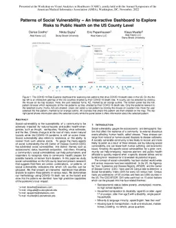 Patterns of Social Vulnerability -- An Interactive Dashboard to Explore
  Risks to Public Health on the US County Level