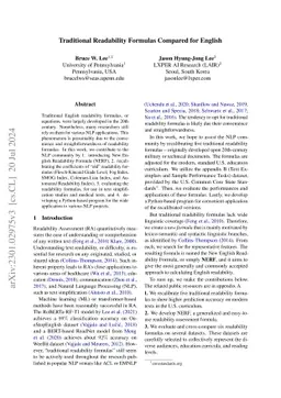 Traditional Readability Formulas Compared for English