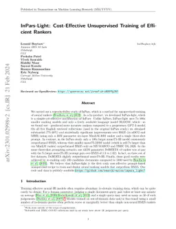 InPars-Light: Cost-Effective Unsupervised Training of Efficient Rankers