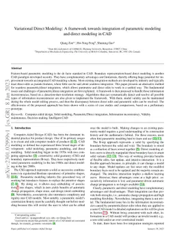Variational Direct Modeling: A framework towards integration of
  parametric modeling and direct modeling in CAD