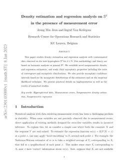 Density estimation and regression analysis on S^d in the presence of
  measurement error