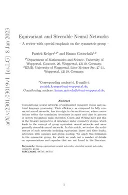 Equivariant and Steerable Neural Networks: A review with special
  emphasis on the symmetric group