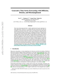 Generative Time Series Forecasting with Diffusion, Denoise, and
  Disentanglement