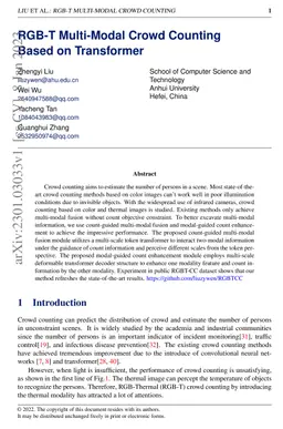 RGB-T Multi-Modal Crowd Counting Based on Transformer