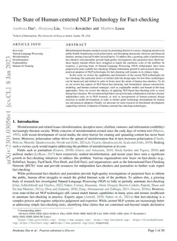 The State of Human-centered NLP Technology for Fact-checking