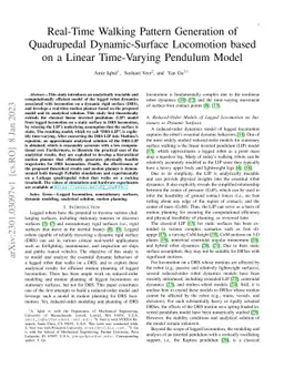 Real-Time Walking Pattern Generation of Quadrupedal Dynamic-Surface
  Locomotion based on a Linear Time-Varying Pendulum Model