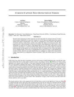 Cursive Caption Text Detection in Videos