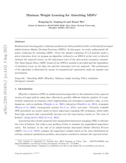 Minimax Weight Learning for Absorbing MDPs