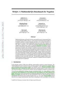 MAQA: A Multimodal QA Benchmark for Negation