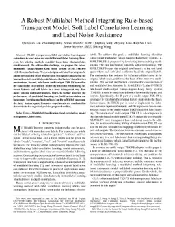 A Robust Multilabel Method Integrating Rule-based Transparent Model,
  Soft Label Correlation Learning and Label Noise Resistance