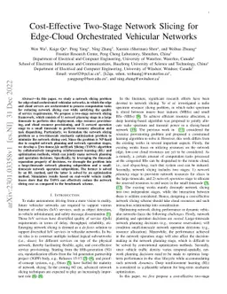Cost-Effective Two-Stage Network Slicing for Edge-Cloud Orchestrated
  Vehicular Networks