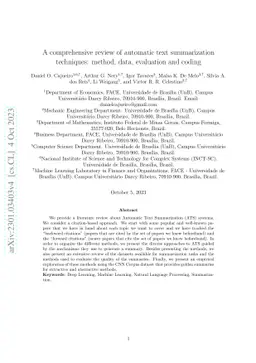 A comprehensive review of automatic text summarization techniques:
  method, data, evaluation and coding