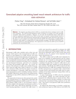 Generalized adaptive smoothing based neural network architecture for
  traffic state estimation