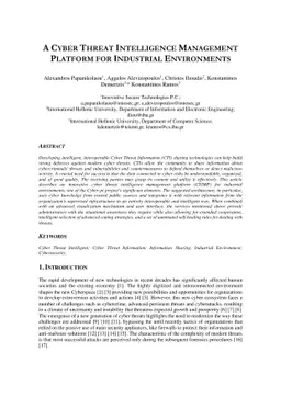 A Cyber Threat Intelligence Management Platform for Industrial
  Environments
