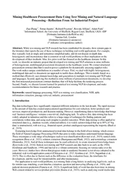 Mining Healthcare Procurement Data Using Text Mining and Natural
  Language Processing -- Reflection From An Industrial Project