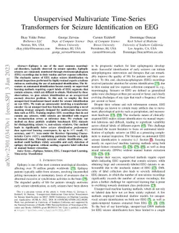 Unsupervised Multivariate Time-Series Transformers for Seizure
  Identification on EEG