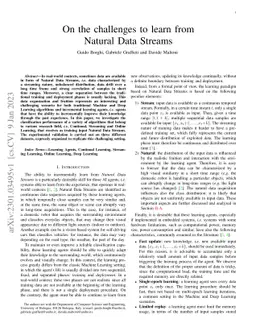 On the challenges to learn from Natural Data Streams