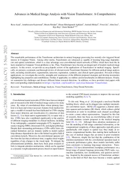 Advances in Medical Image Analysis with Vision Transformers: A
  Comprehensive Review