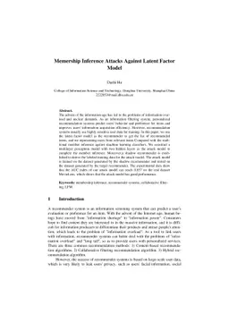 Membership Inference Attacks Against Latent Factor Model