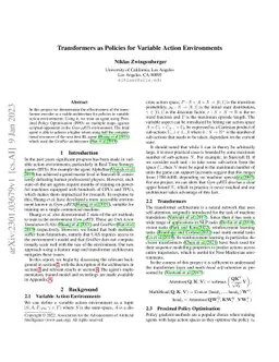 Transformers as Policies for Variable Action Environments
