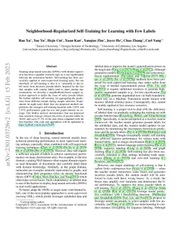 Neighborhood-Regularized Self-Training for Learning with Few Labels