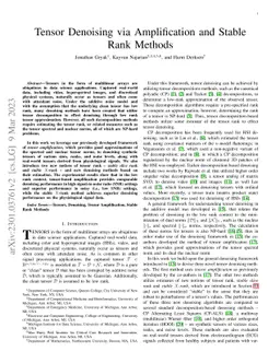 Tensor Denoising via Amplification and Stable Rank Methods