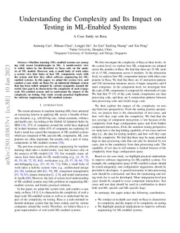 Understanding the Complexity and Its Impact on Testing in ML-Enabled
  Systems