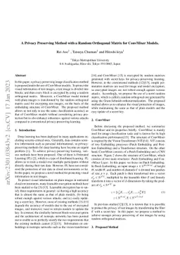 A Privacy Preserving Method with a Random Orthogonal Matrix for
  ConvMixer Models